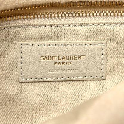 Saint Laurent Terrycloth Summer Print Quilted Small Loulou Puffer Monogram Chain Satchel Multicolor White 6 of 11