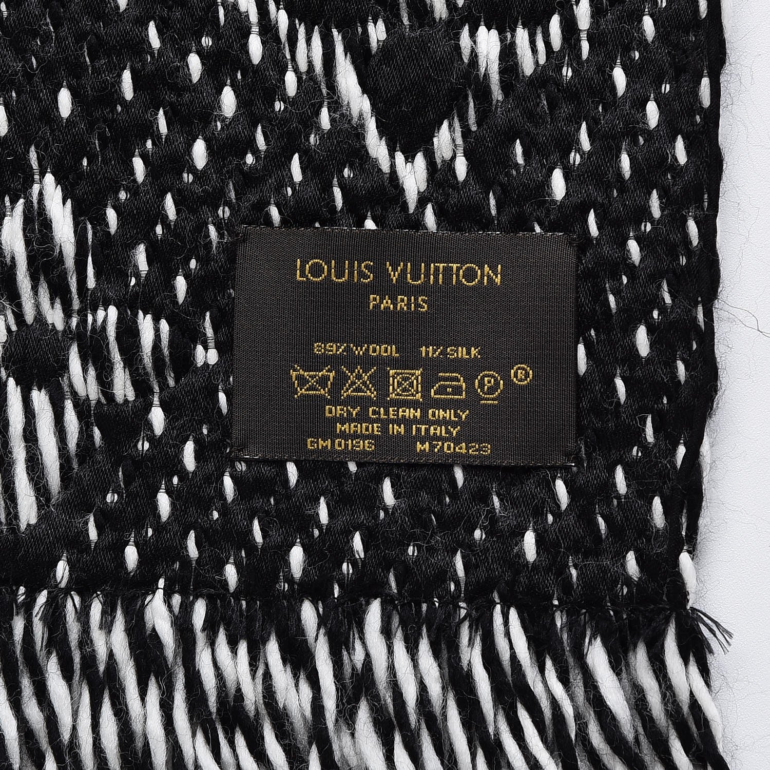 Louis Vuitton Wool Silk Logomania Mix Scarf Black 4 of 4