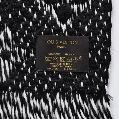 Louis Vuitton Wool Silk Logomania Mix Scarf Black 4 of 4