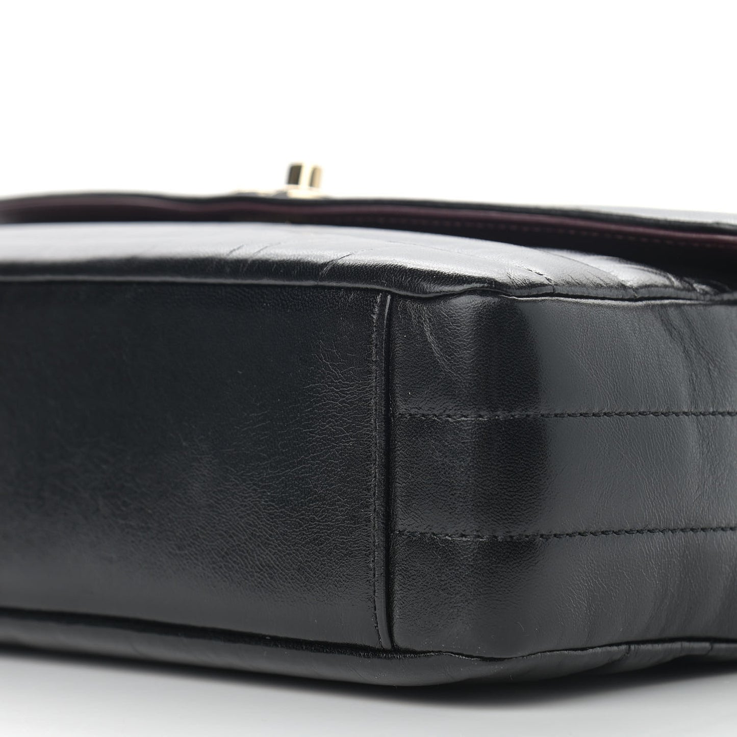 Shiny Lambskin Chevron Quilted Miroir Black