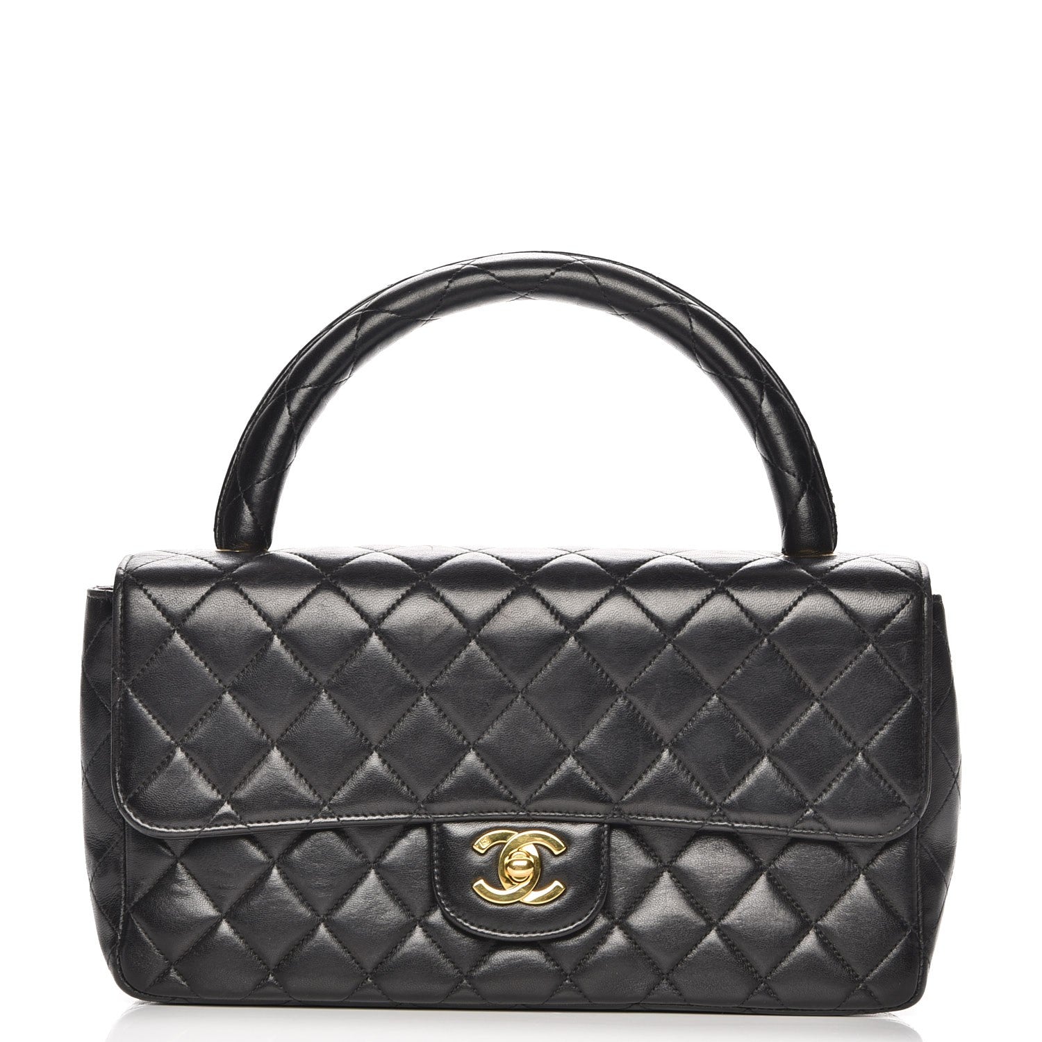 Chanel Lambskin Quilted Medium Rectangular Kelly Flap Bag Black 1 of 11
