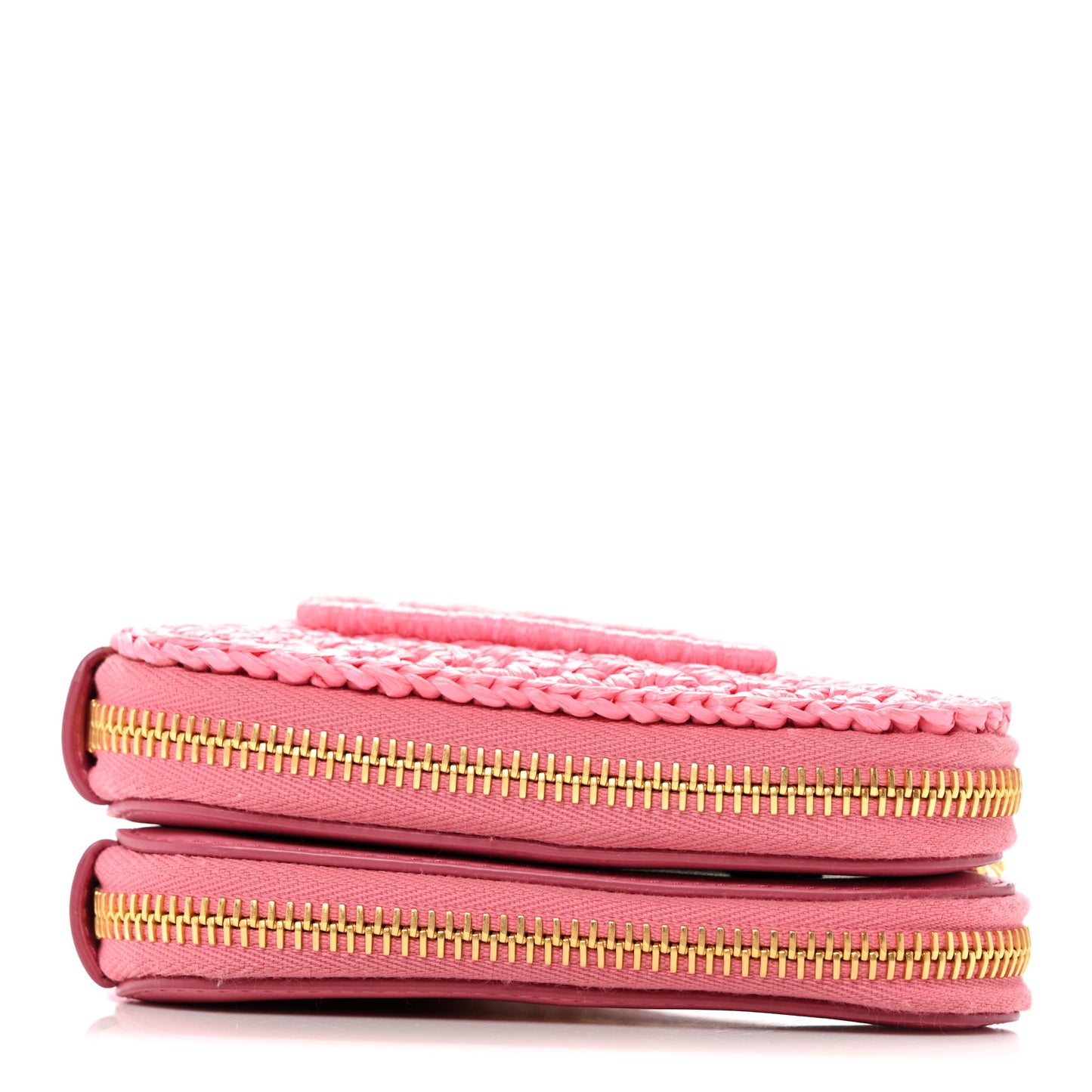 Raffia Calfskin Crochet Logo Embroidered Mini Triangle Pouch Petalo
