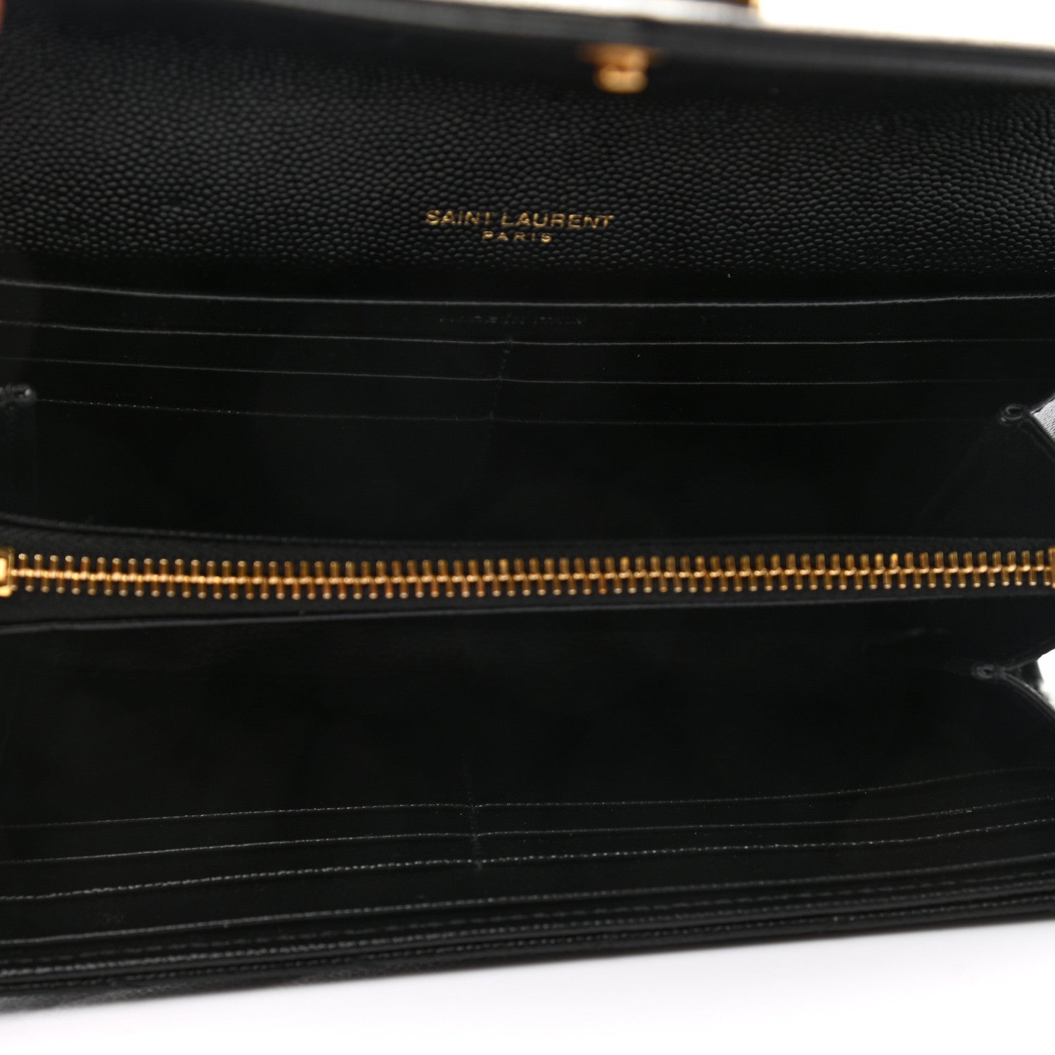 Saint Laurent Grain De Poudre Matelasse Chevron Monogram Flap Wallet Black 5 of 7