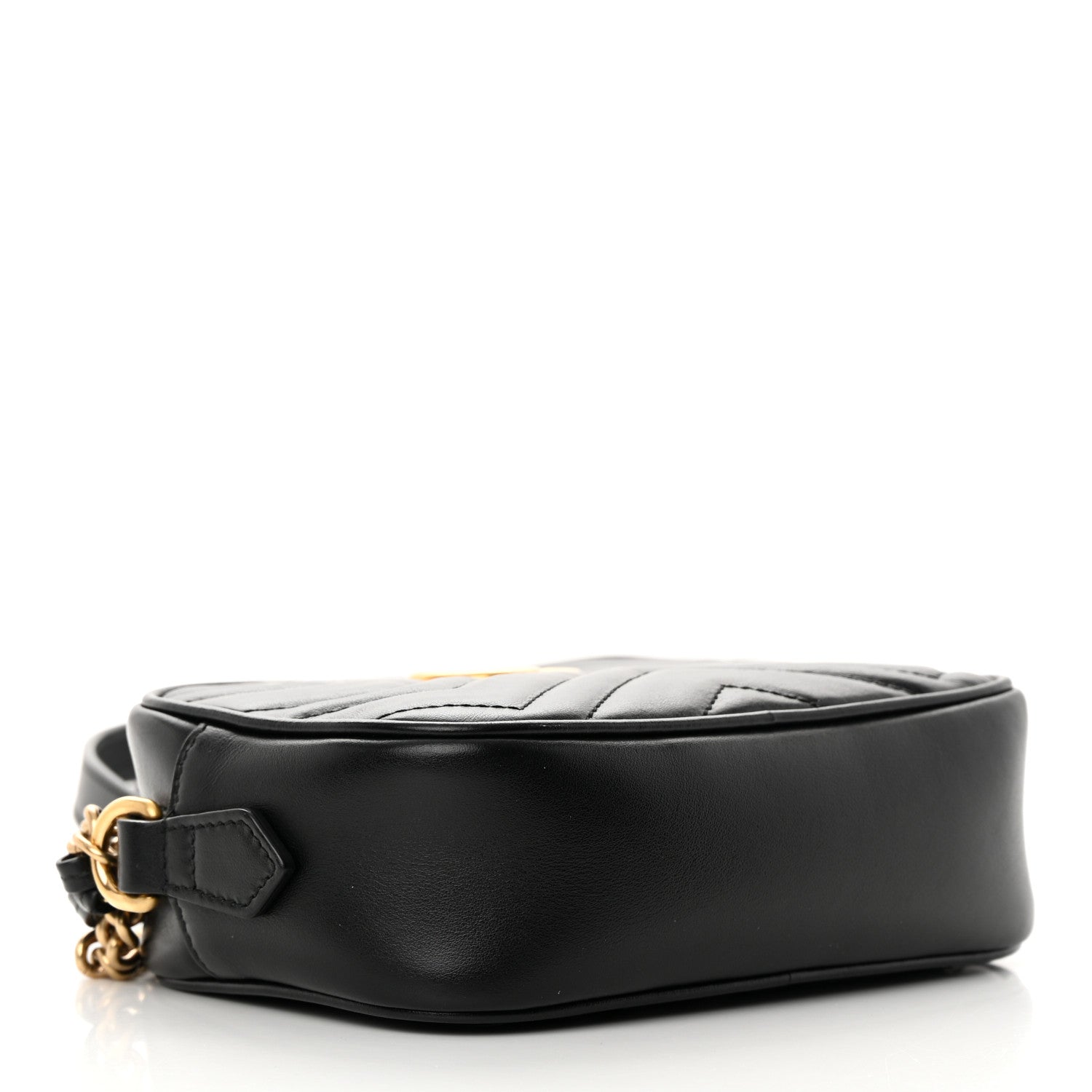 Gucci Calfskin Matelasse Mini GG Marmont Chain Shoulder Bag Black 4 of 11