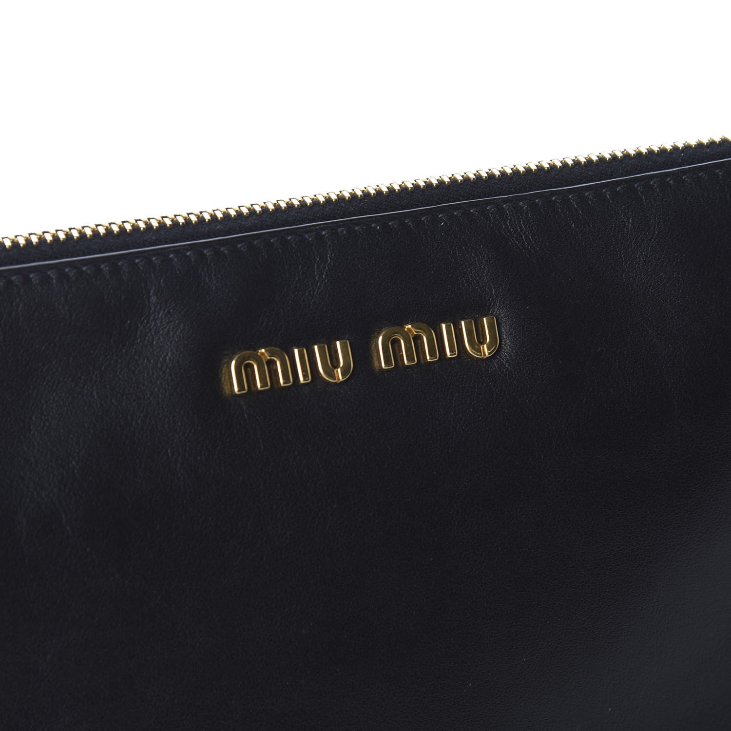 Miu Miu Soft Calf Studded Zip Pouch Black 9 of 9