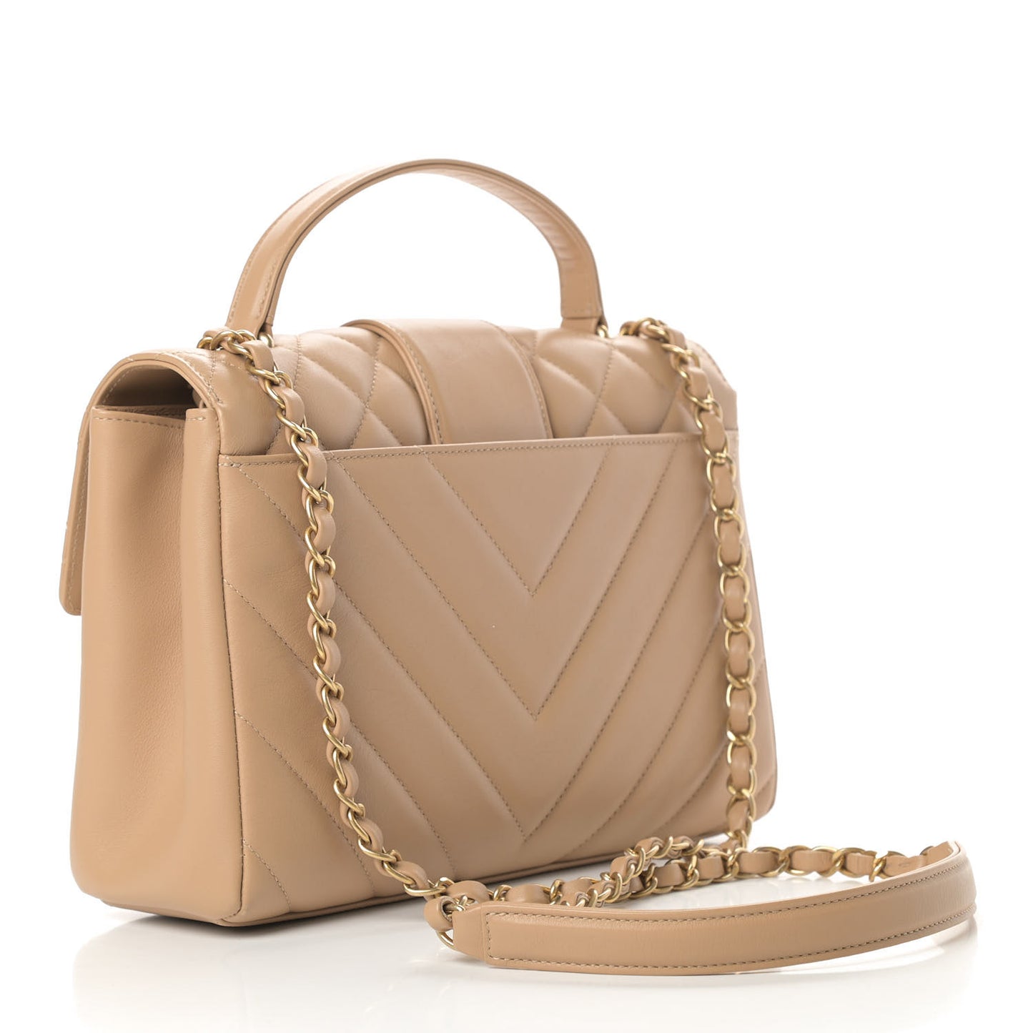 Calfskin Quilted Chevron In The City Bag Beige