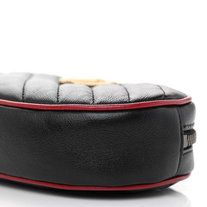 Gucci Azalea Calfskin Matelasse Diagonal Torchon GG Marmont Belt Bag 95 38 Black Romantic Cerise 9 of 9