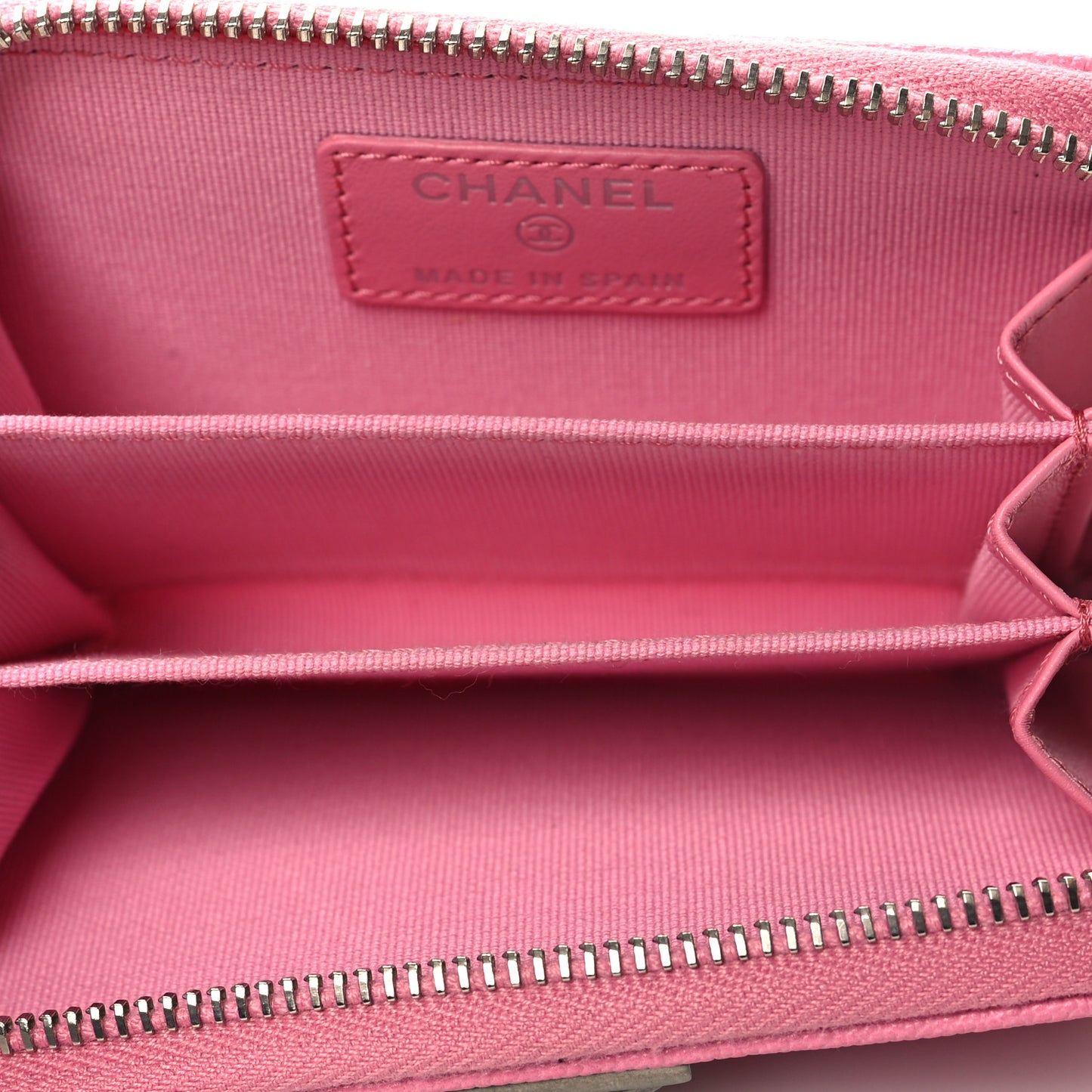 Caviar Quilted Boy Zip Around Coin Purse Wallet Pink