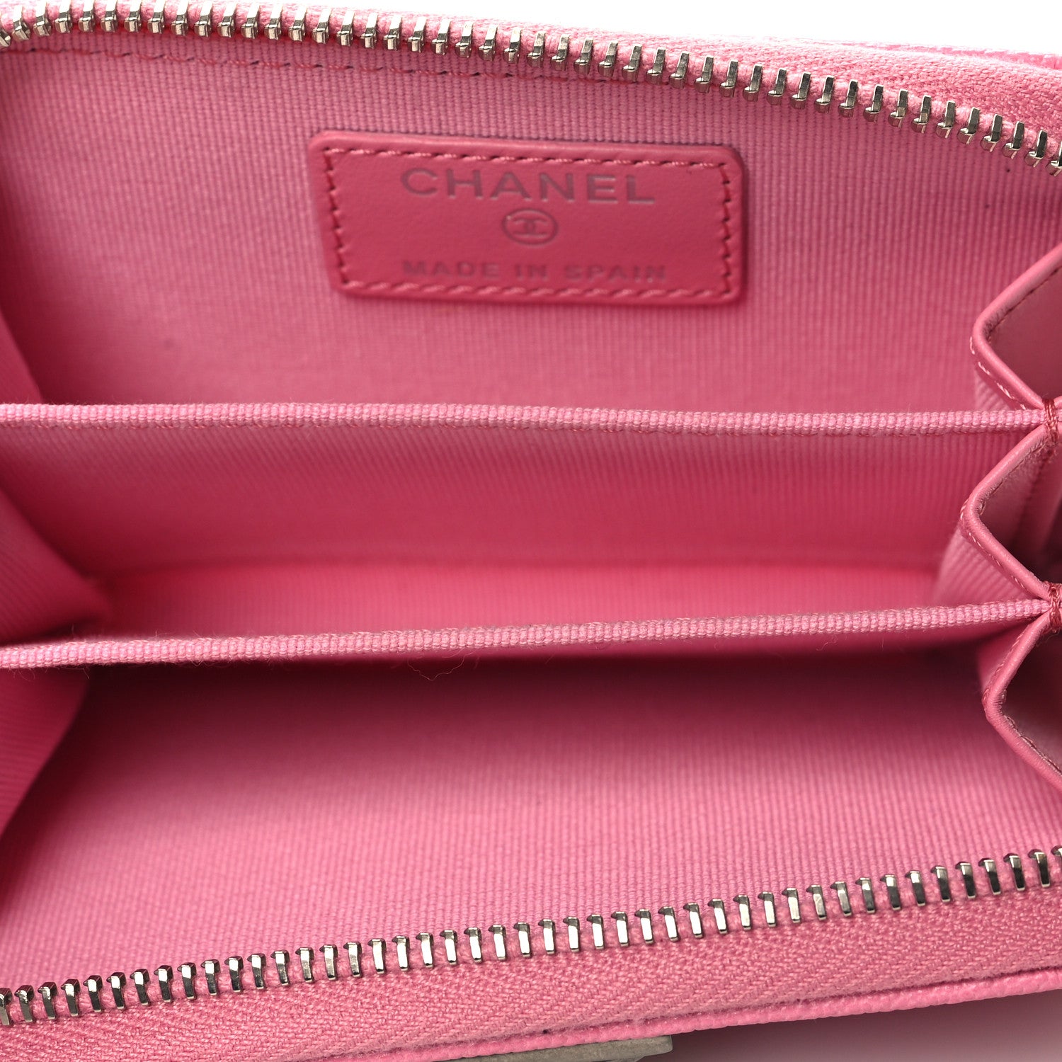 Chanel Caviar Quilted Boy Zip Around Coin Purse Wallet Pink 5 of 8