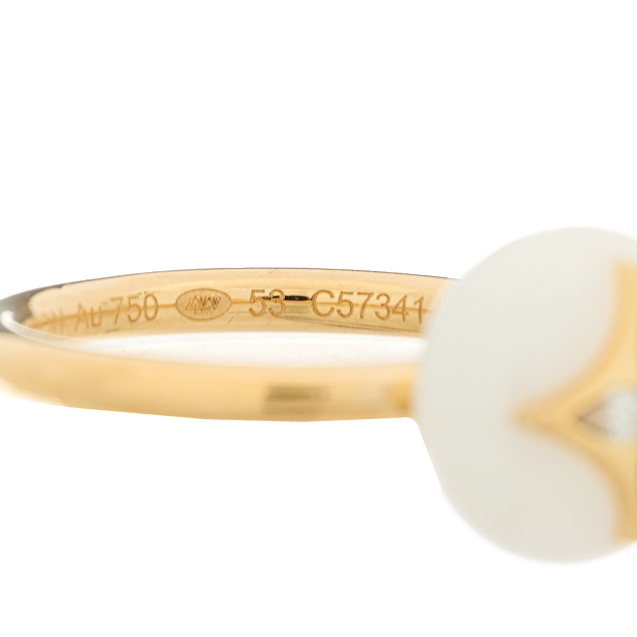 Louis Vuitton リング サイズS ゴールド/ホワイト Louis Vuitton 18K Yellow Gold Diamond White Agate Idylle Blossom