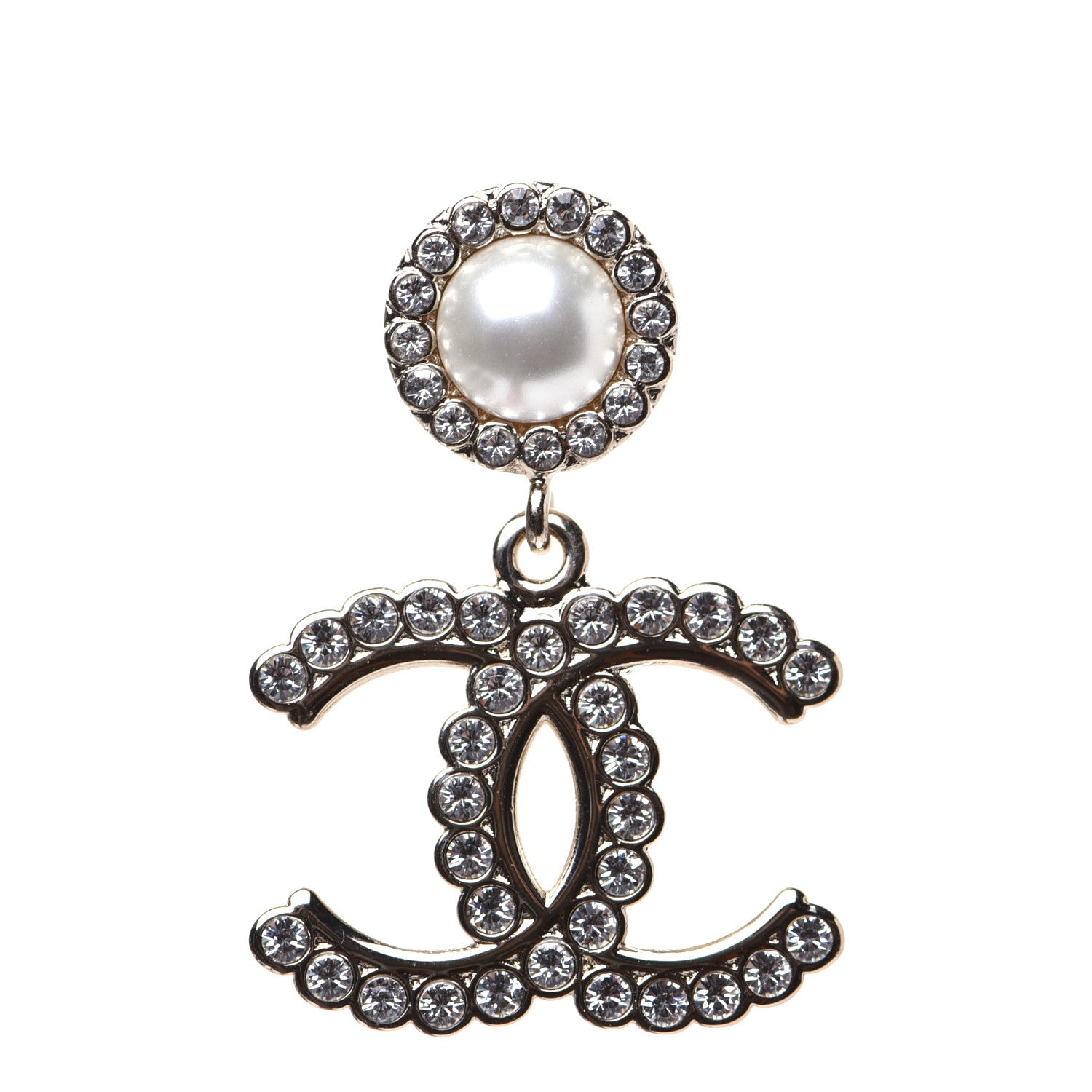 Chanel Crystal Pearl Bow-tiful CC Drop Earrings Gold 5 of 9