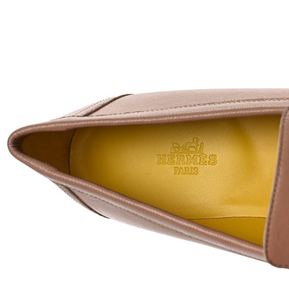 Hermes Goatskin Womens Royal Loafers 37 Bois De Santal 8 of 10