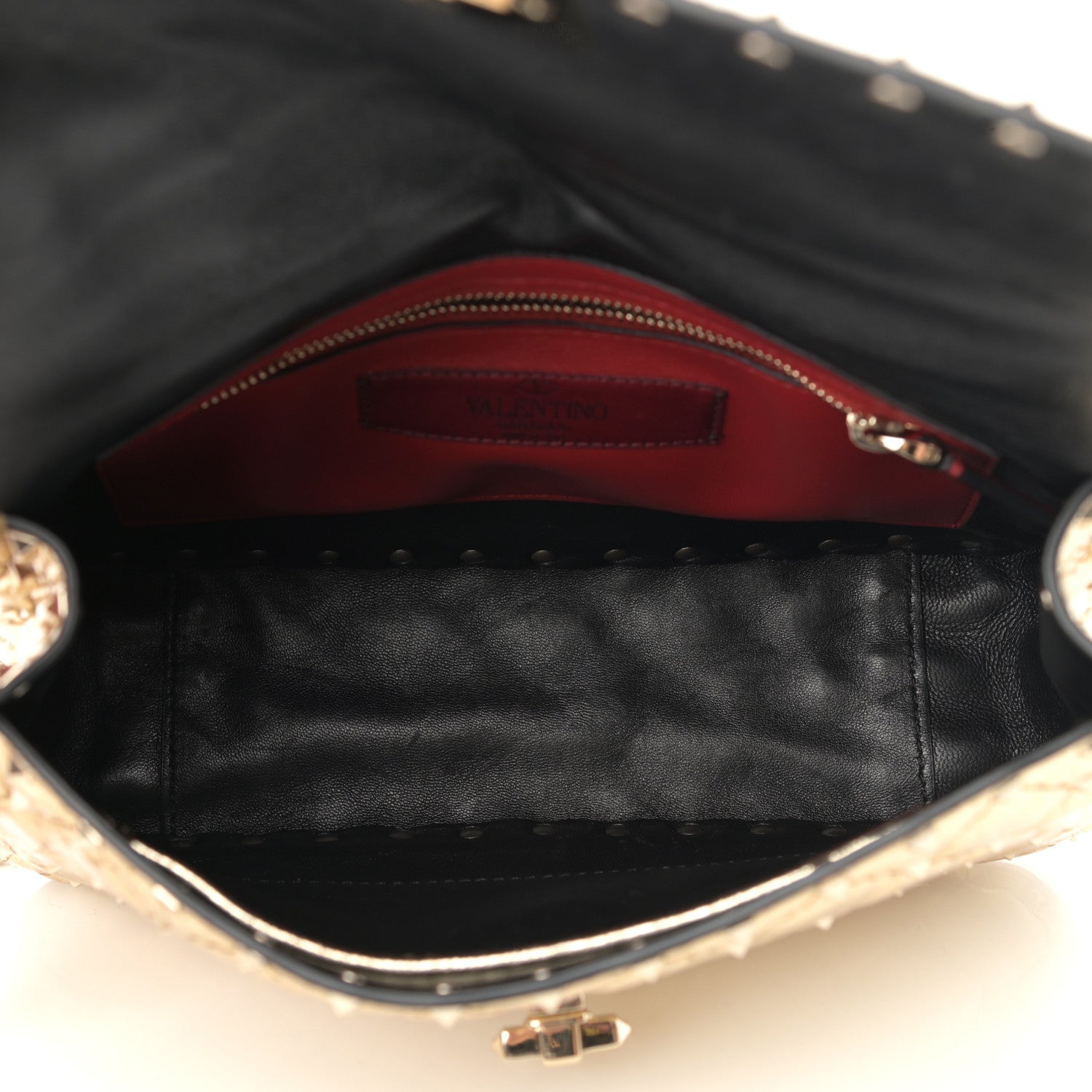 Valentino Garavani Metallic Wrinkled Lambskin Medium Rockstud Spike Shoulder Bag Mekong 5 of 12