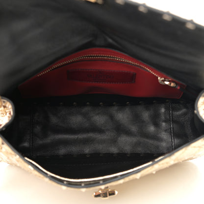 Valentino Garavani Metallic Wrinkled Lambskin Medium Rockstud Spike Shoulder Bag Mekong 5 of 12
