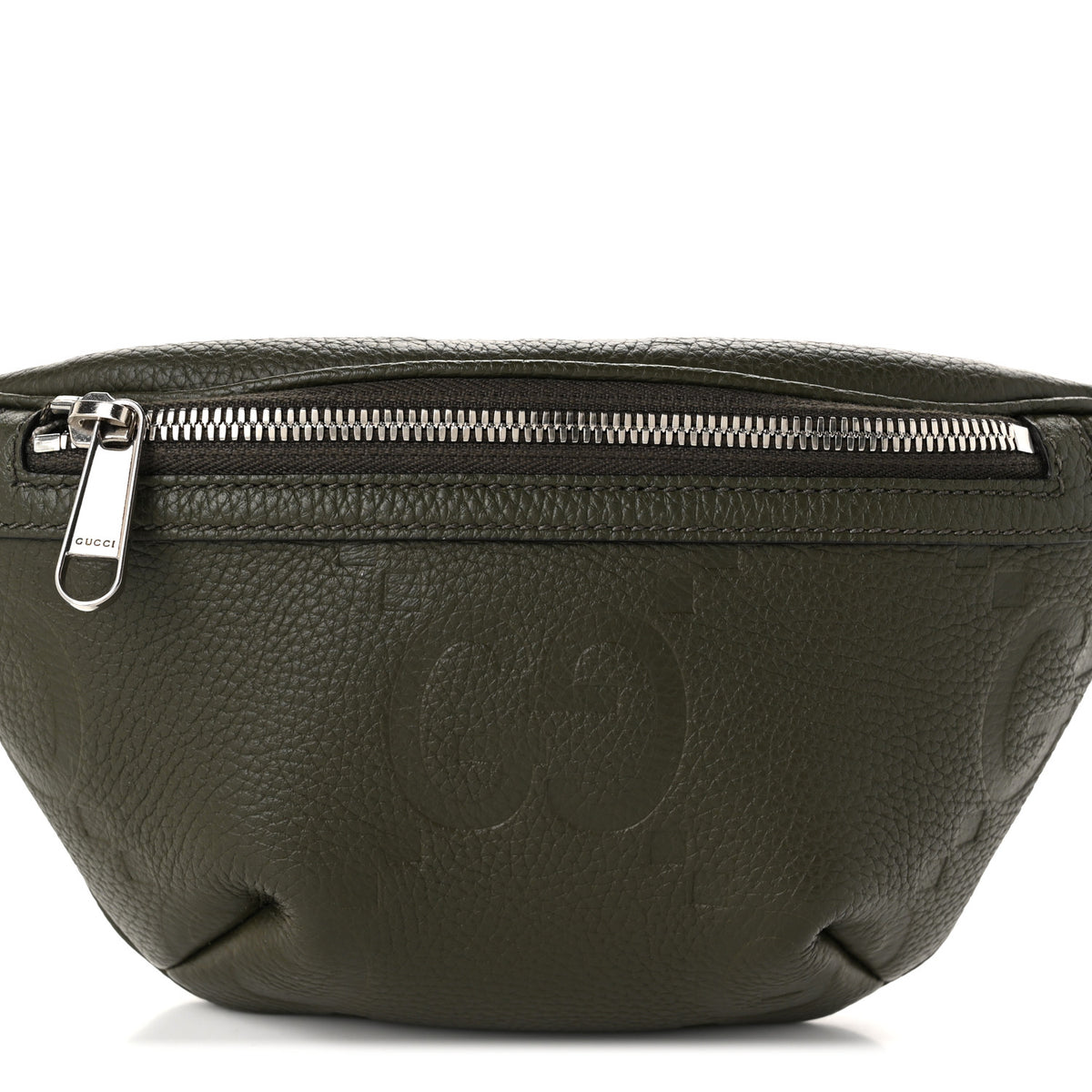 Piuma Calfskin Jumbo GG Embossed Small Belt Bag Dark Green