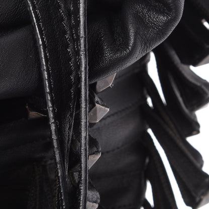 Valentino Garavani Lambskin Rockstud Fringe Bucket Black 9 of 10