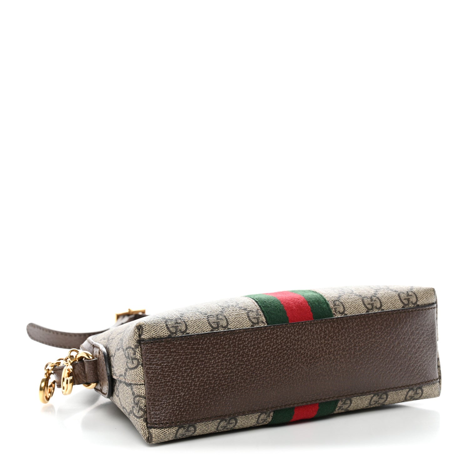 Gucci GG Supreme Monogram Textured Dollar Calfskin Web Small Ophidia Dome Shoulder Bag Beige Ebony New Acero 4 of 11