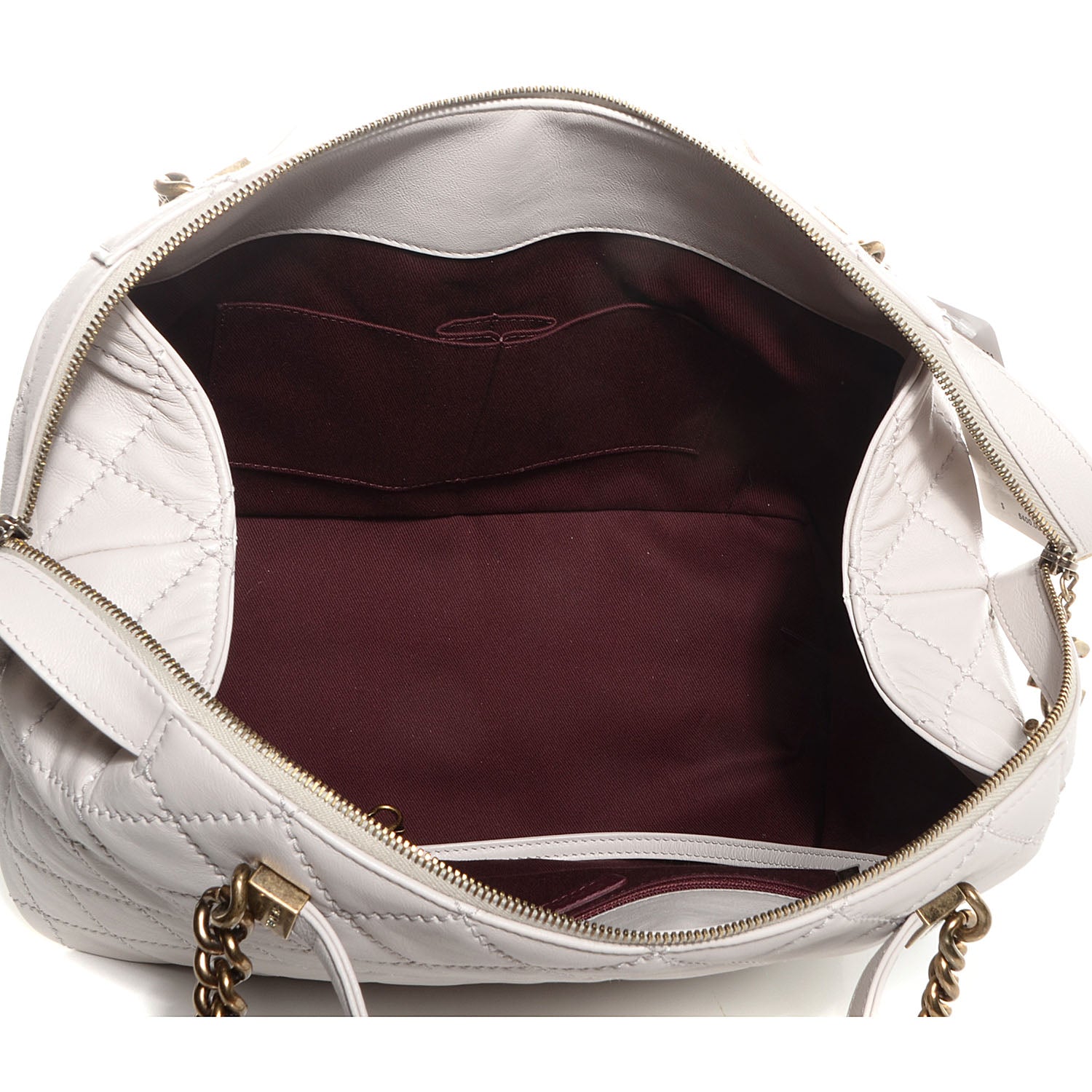 Chanel Calfskin Stitched Bowling Bag Light Grey 6 of 10