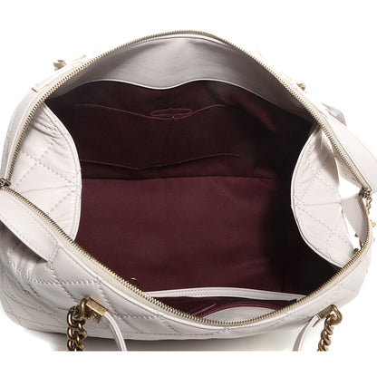 Chanel Calfskin Stitched Bowling Bag Light Grey 6 of 10