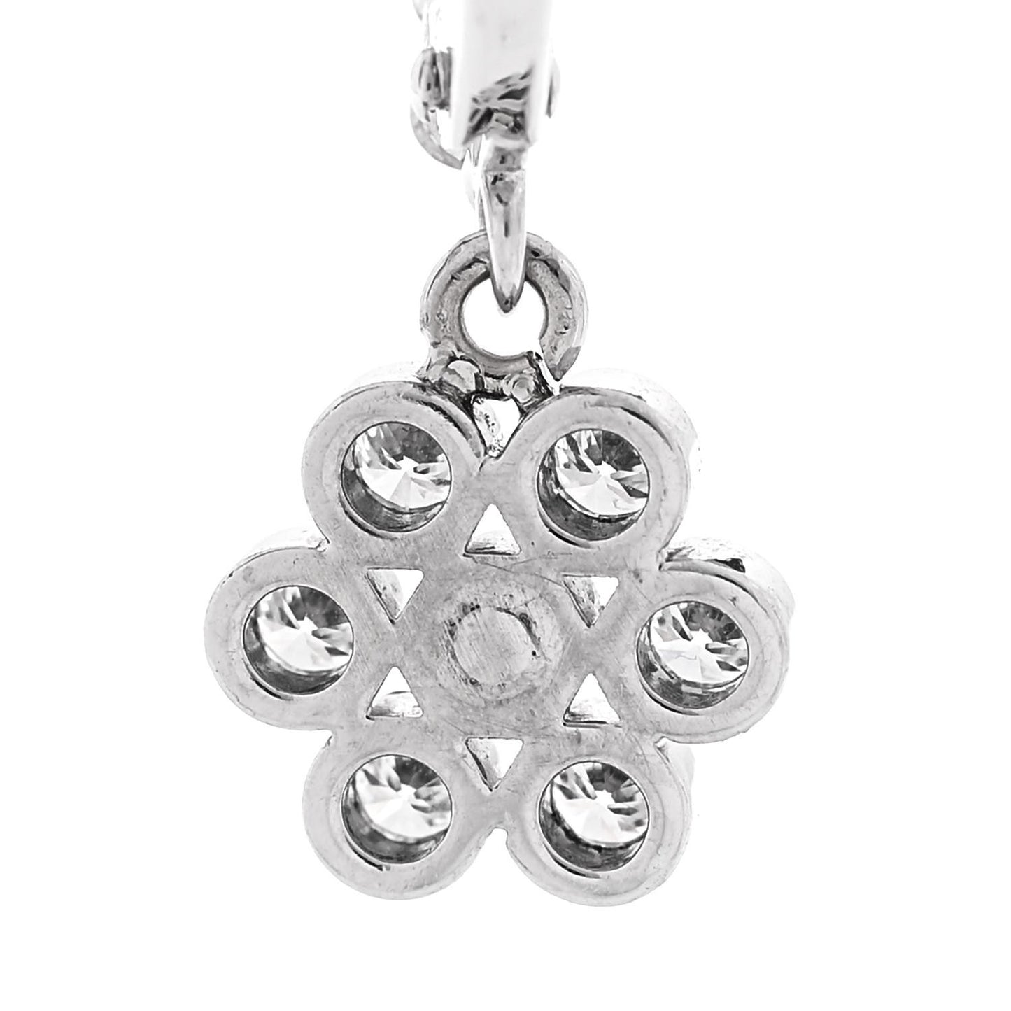 14K White Gold Diamond .50ctw Bezel Flower Drop Earrings