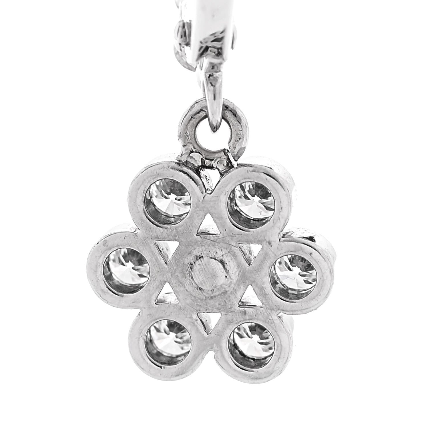 Parker & West by FASHIONPHILE 14K White Gold Diamond .50ctw Bezel Flower Drop Earrings 4 of 5