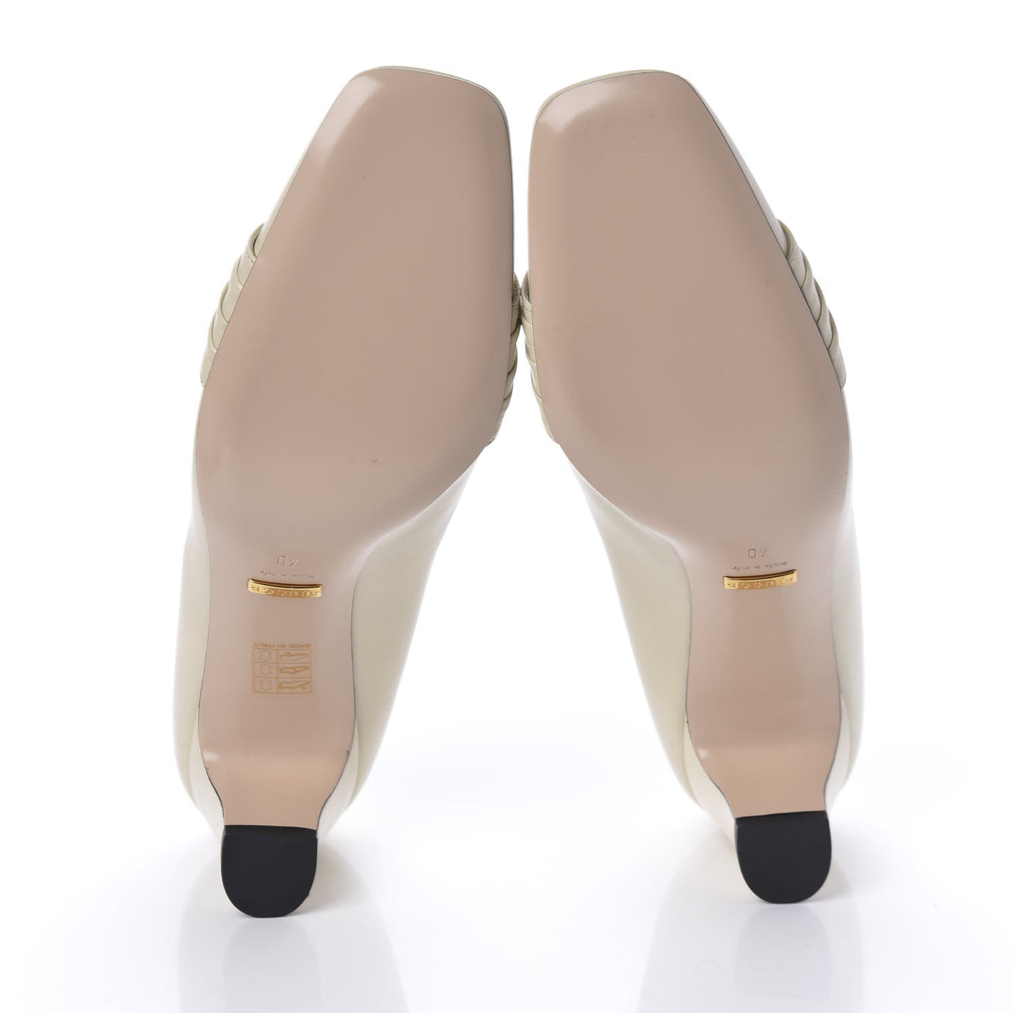 Malaga Kid Half Moon GG Square Toe Pumps 40 Vintage White