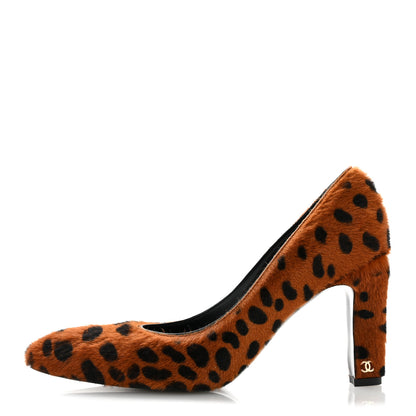 Chanel Pony Hair Lambskin Pumps 38 Brown Black 1 of 10
