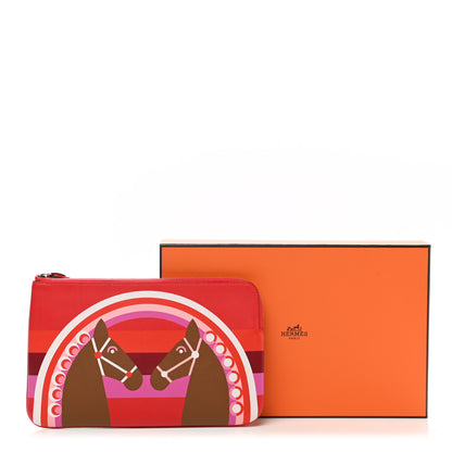 Hermes Swift Printed Rainbow Love Carre Long Pocket Pouch Rouge Coeur Alezan 8 of 8