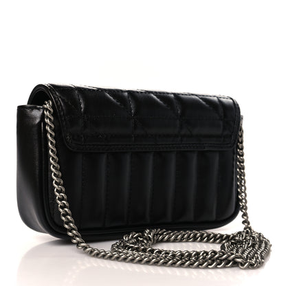 Gucci Calfskin Matelasse Aria Super Mini GG Marmont Shoulder Bag Black 3 of 10