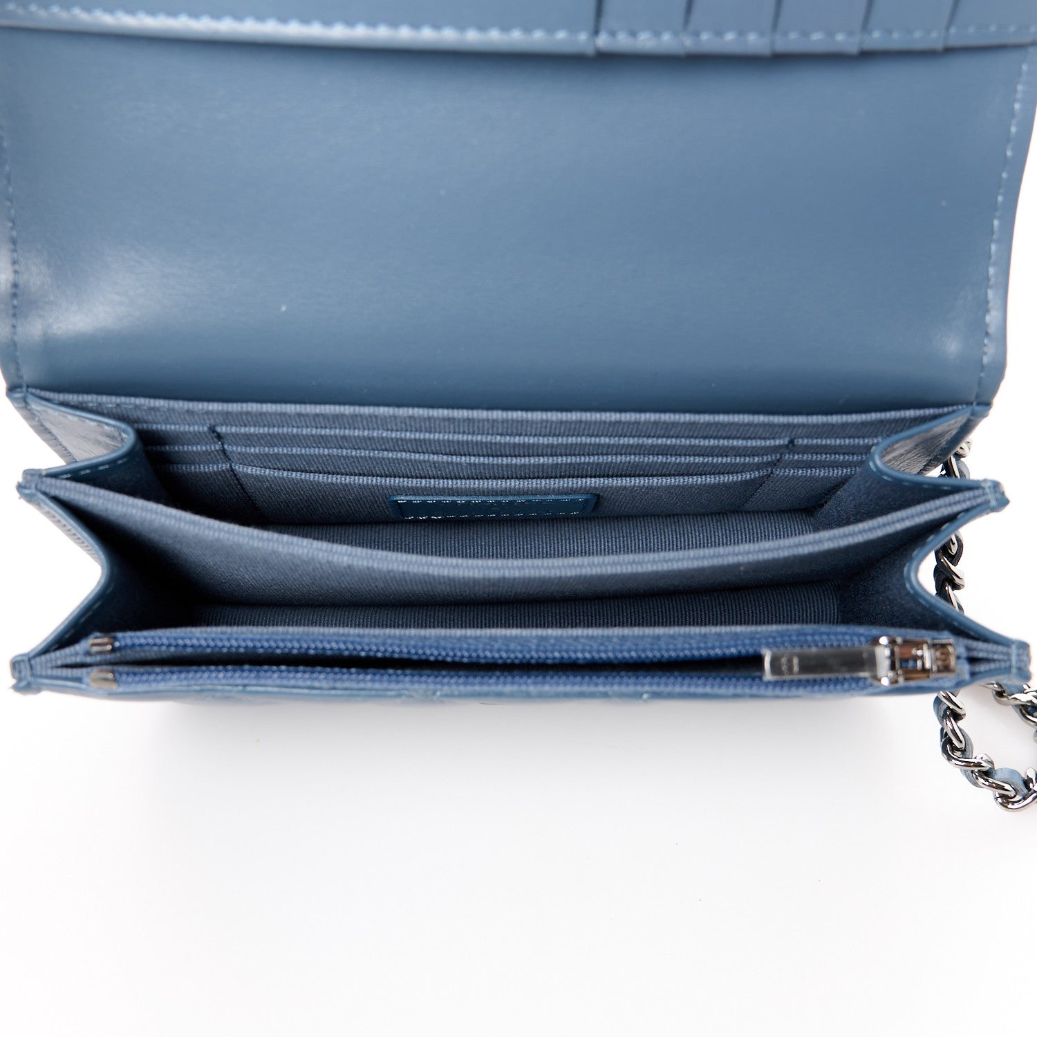 Chanel Shiny Crumpled Calfskin Strass Quilted Mini Top Handle Wallet On Chain Blue 5 of 11