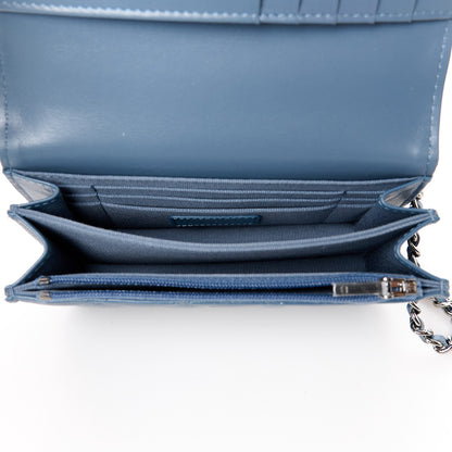 Chanel Shiny Crumpled Calfskin Strass Quilted Mini Top Handle Wallet On Chain Blue 5 of 11