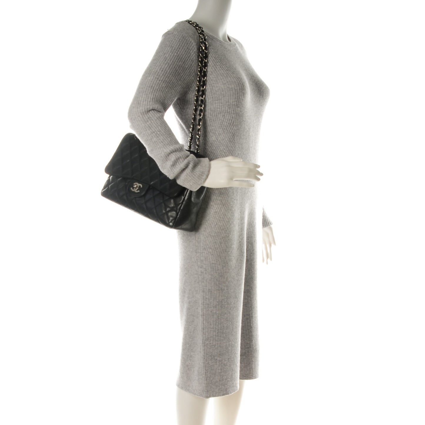Caviar Quilted Jumbo Single Flap Black