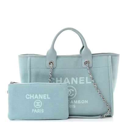 Chanel Mixed Fibers Calfskin Small Deauville Tote Blue 3 of 12