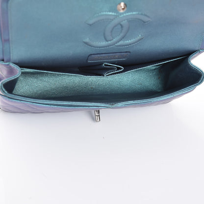 Chanel Metallic Lambskin Quilted Medium Double Flap Turquoise 5 of 14