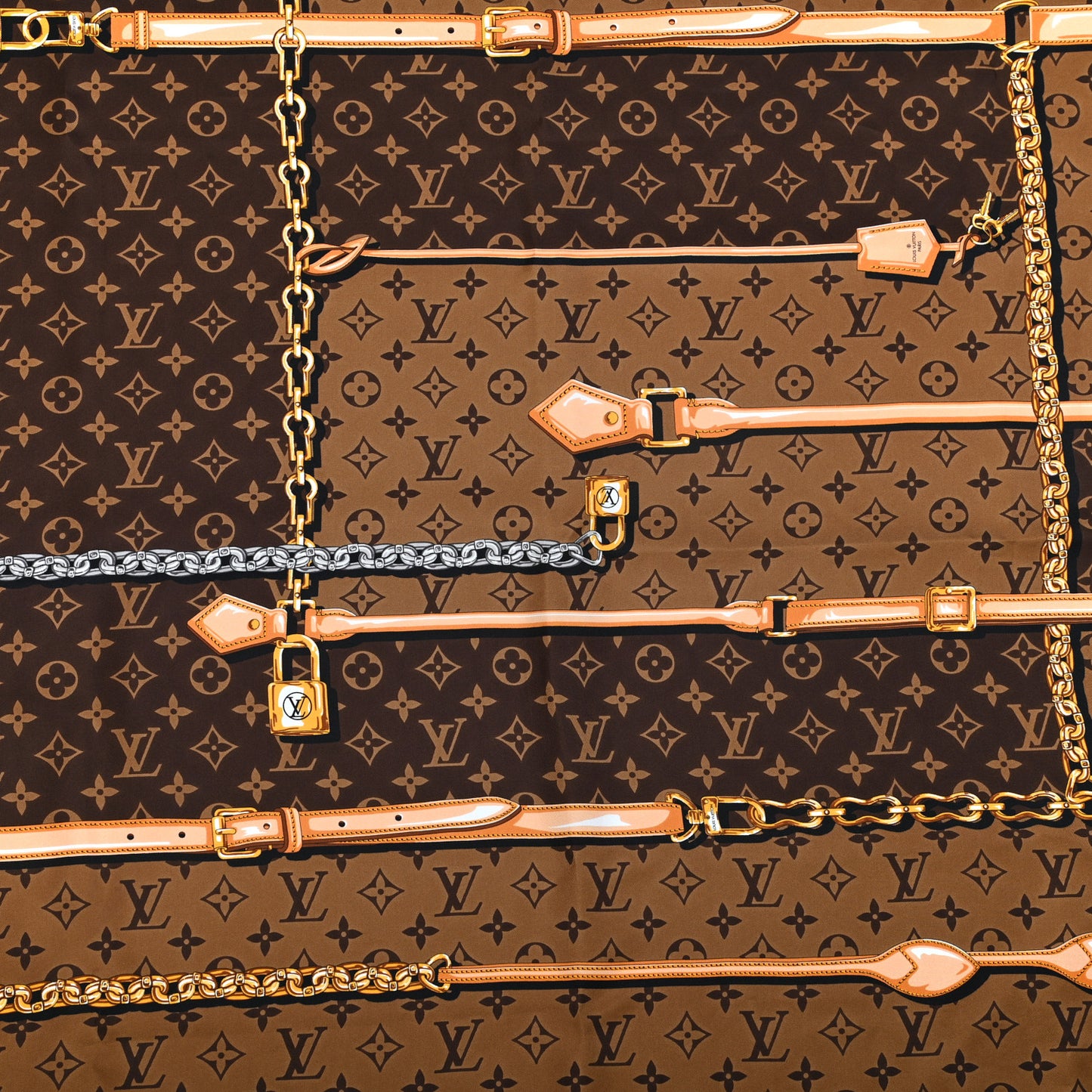 Silk Monogram Confidential Square Scarf Brown