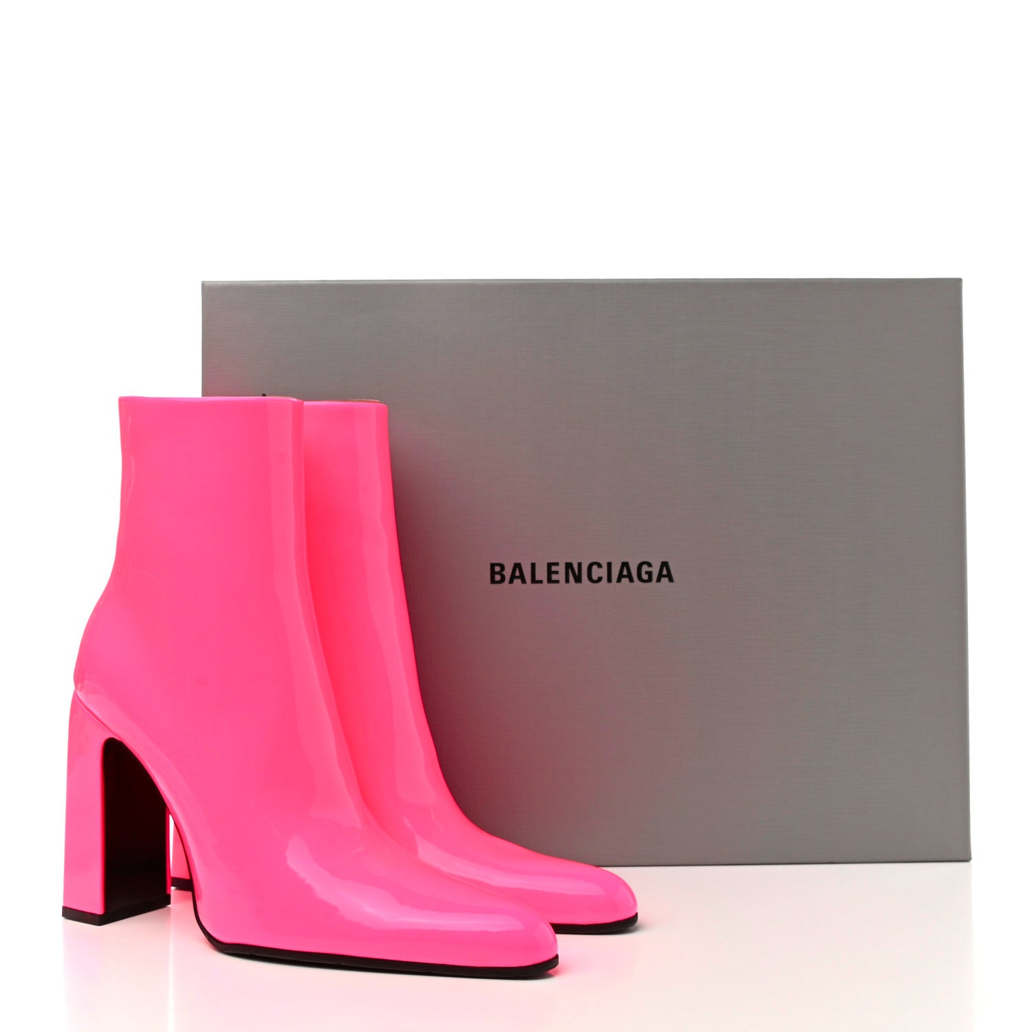 Balenciaga Glossy Patent Ankle Boots 38 Pink Fluo 8 of 8