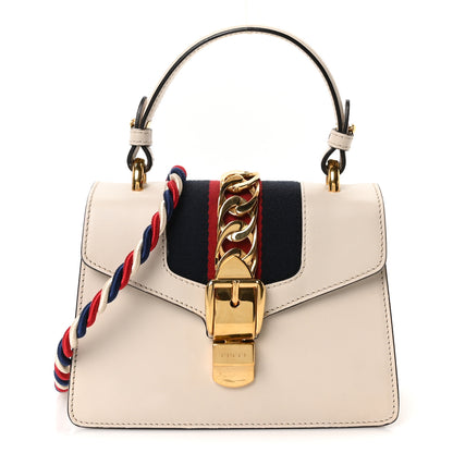 Gucci Calfskin Mini Sylvie Top Handle Bag White 1 of 10