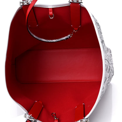 Christian Louboutin Toile Monogram Calfskin Printed Spikes Small East West Cabata Tote White Black 6 of 10