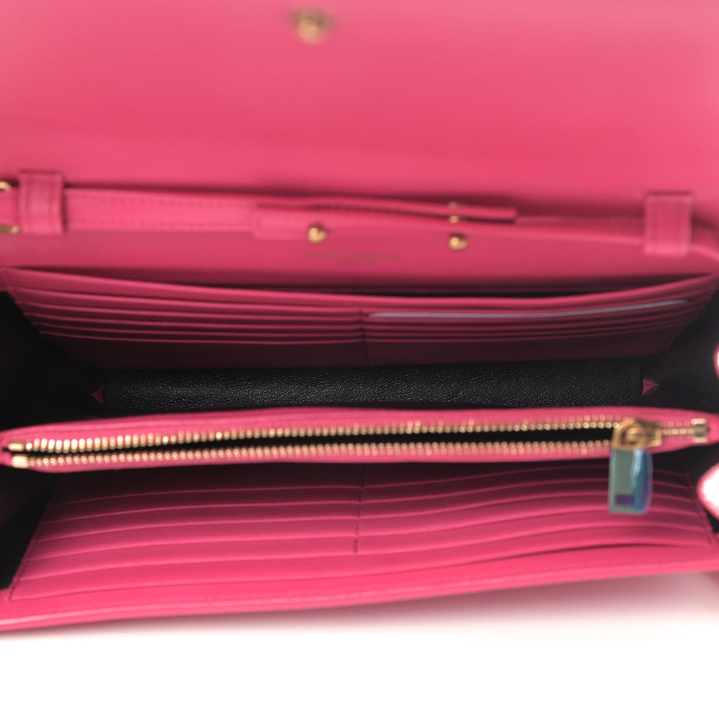 Patent Calfskin Monogram Kate Chain Wallet Fresh Fuxia