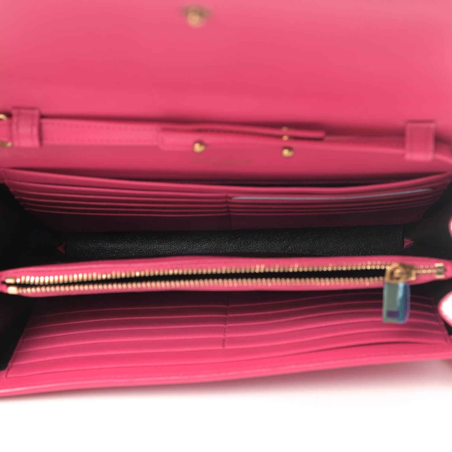 Saint Laurent Patent Calfskin Monogram Kate Chain Wallet Fresh Fuxia 4 of 5