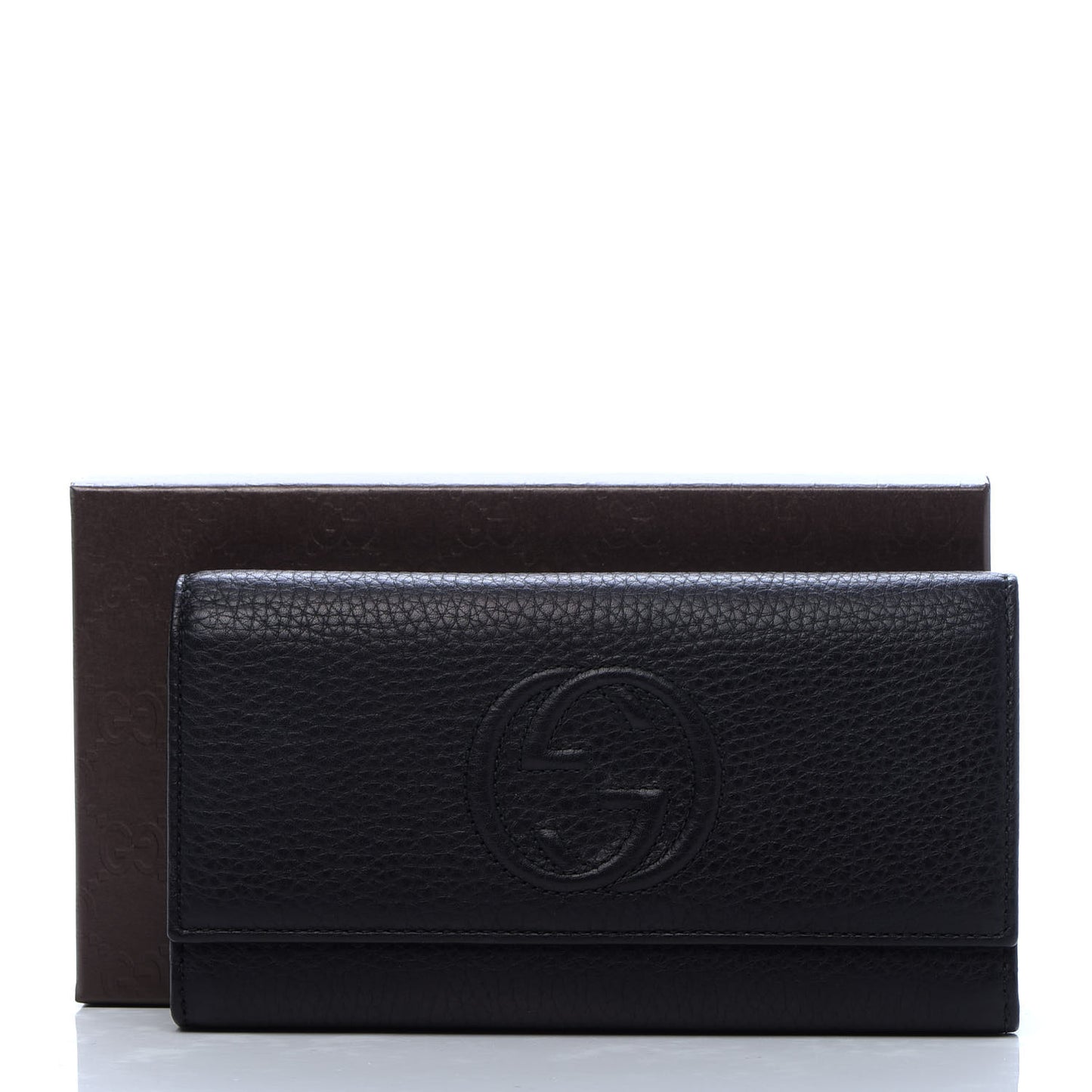 Pebbled Calfskin Large Soho Continental Wallet Black