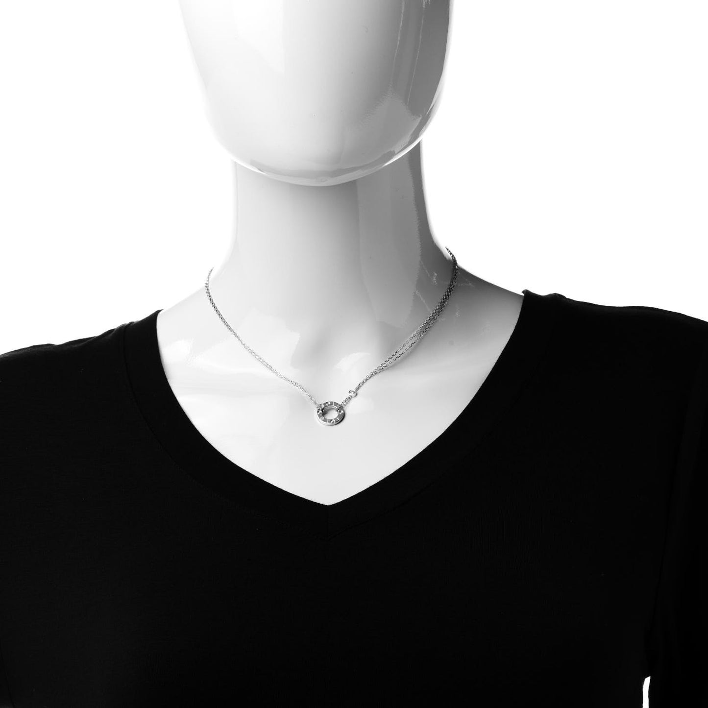 18K White Gold 2 Diamond LOVE Necklace