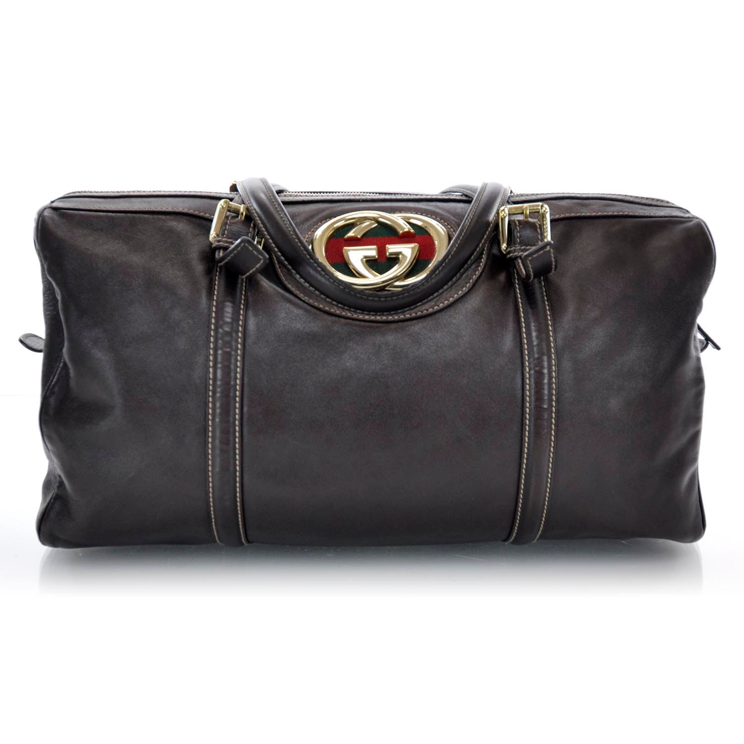 Gucci Leather Large Britt Boston Brown 1 of 7