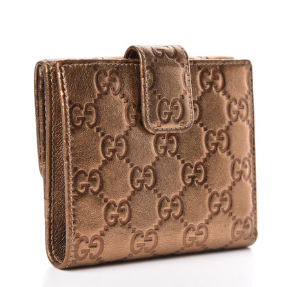 Gucci Metallic Guccissima Interlocking G French Flap Wallet Bronze 3 of 8
