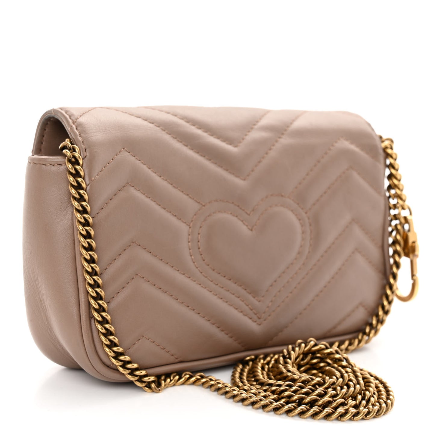 Calfskin Matelasse Super Mini GG Marmont Shoulder Bag Porcelain Rose