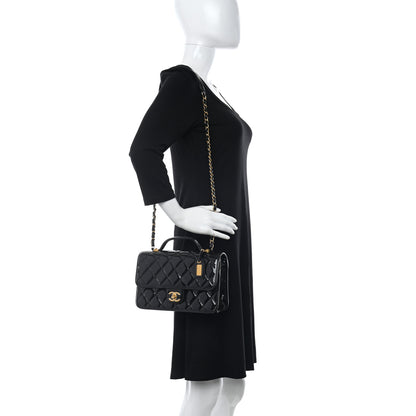 Chanel Patent Quilted Small School Memory Top Handle Flap Black 2 of 11