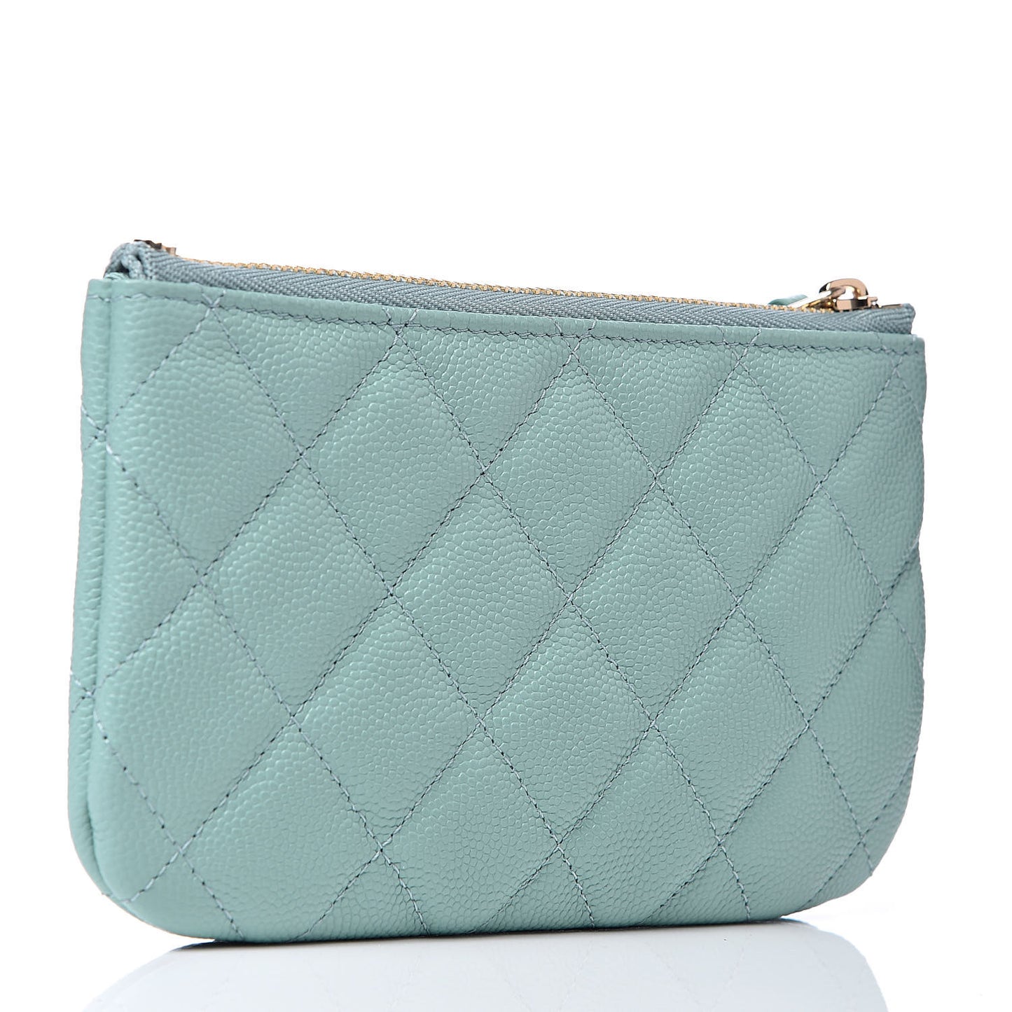Caviar Quilted Small Cosmetic Case Light Blue