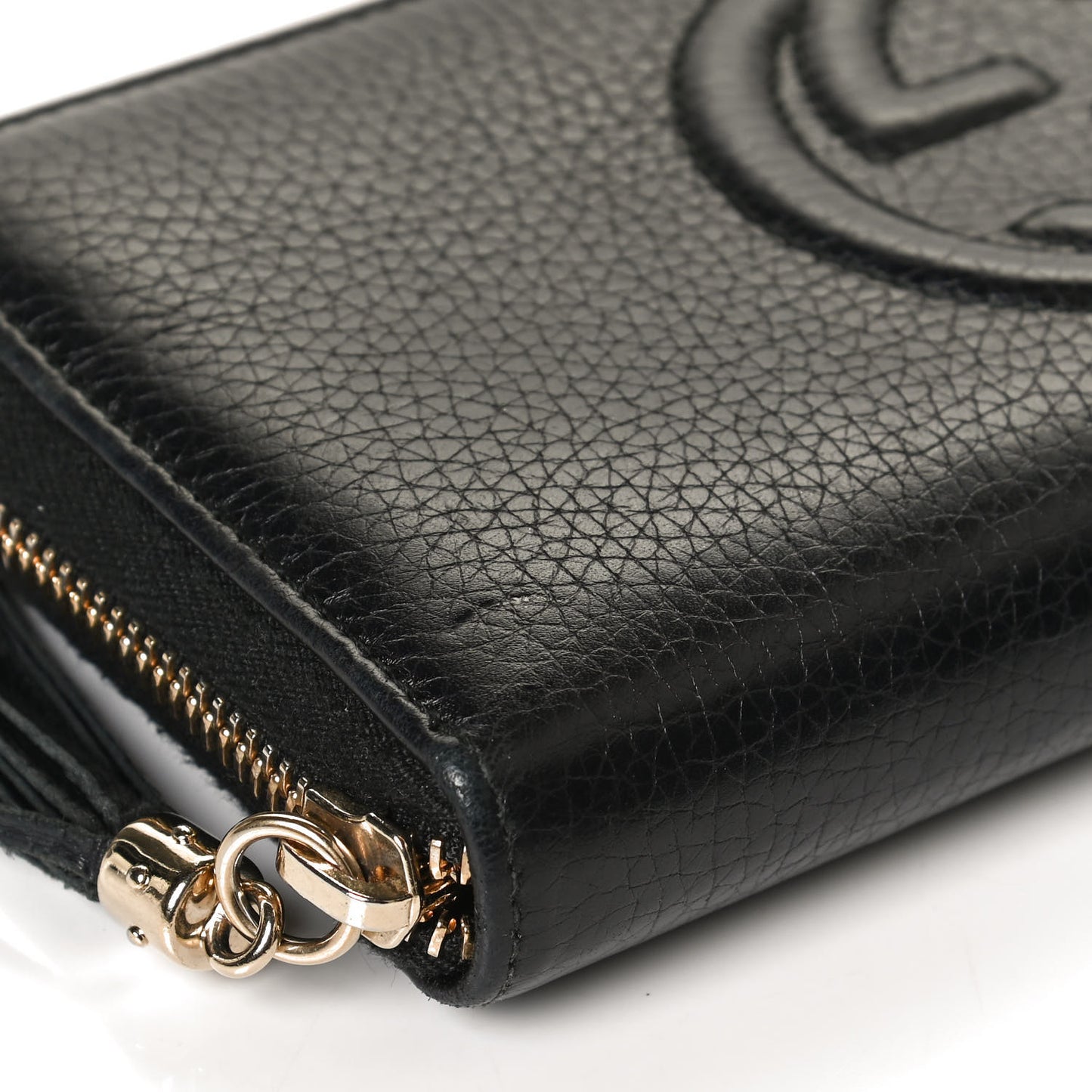 Pebbled Calfskin Soho Zip Around Wallet Black