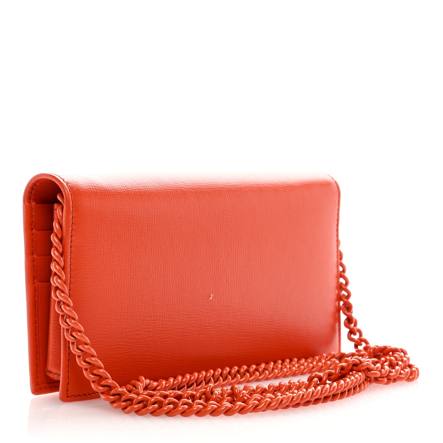 Azalea Calfskin Enamel Horsebit 1955 Wallet On Chain Deep Orange