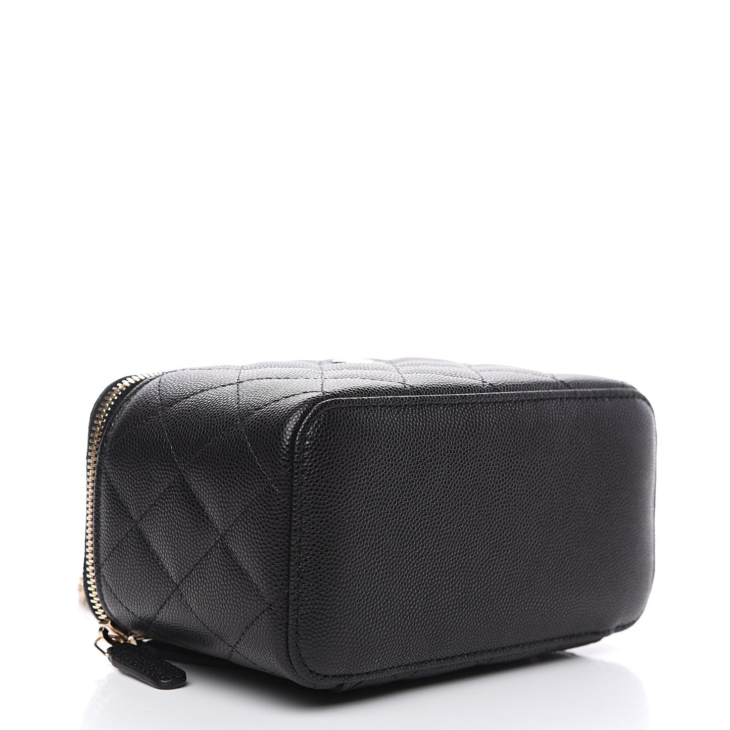 Caviar Quilted Small Vanity Case With Chain Black